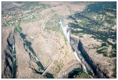 Zimbabwe 08  Looking down on the falls, the park surounding it and the little town near by