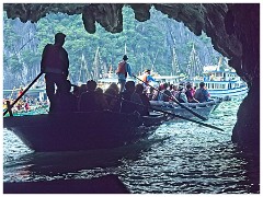 Hanoi Day 2 59  Using a smaller boat enter a small bay with the beautiful Turquoise Water