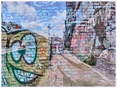 018  London - Camden Market  Multi Exposure Canal Boats and Graffiti